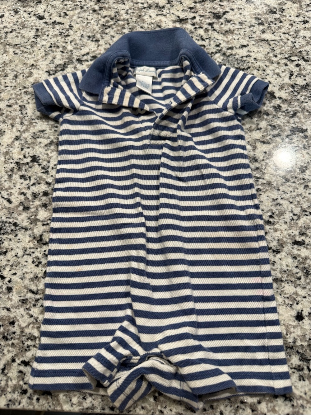 Ralph Lauren Navy and White Striped Kids Onesie